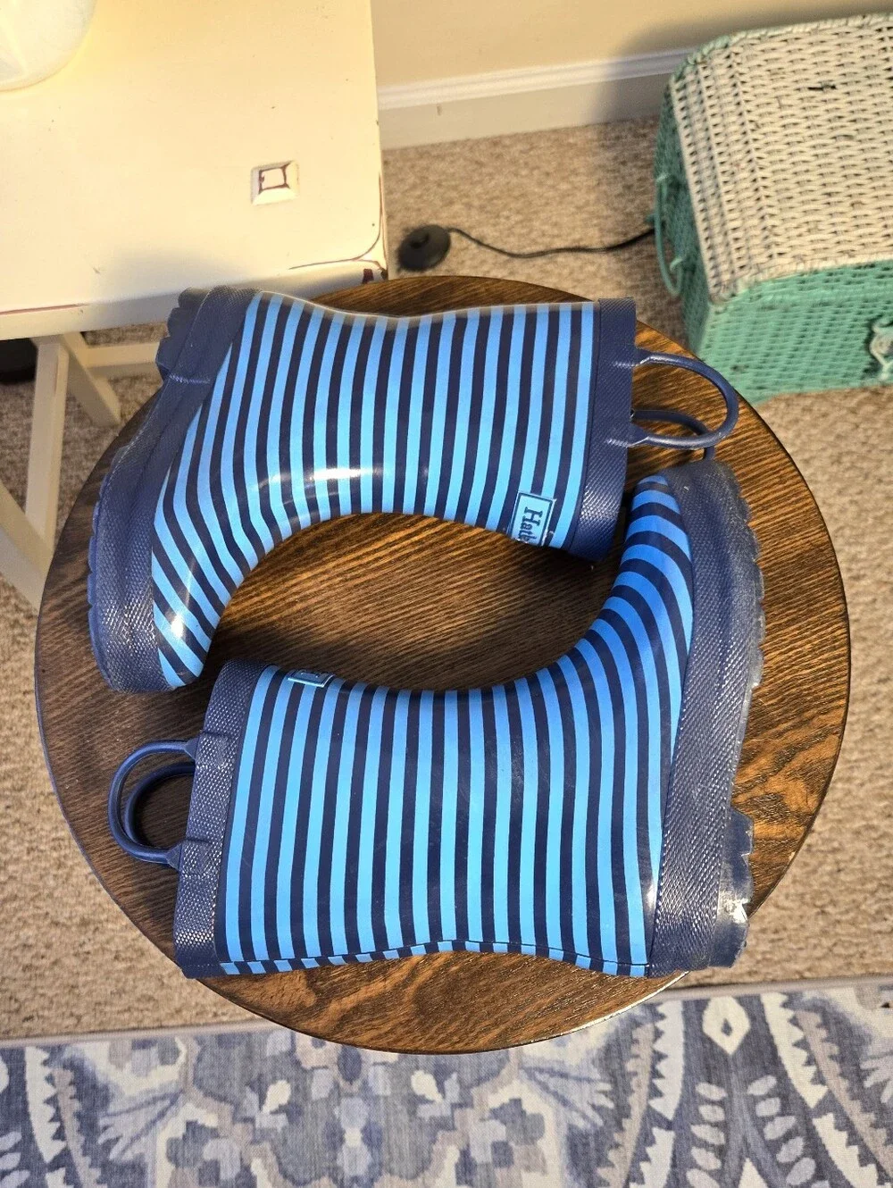Kids Hatley Blue Striped Rain Boots